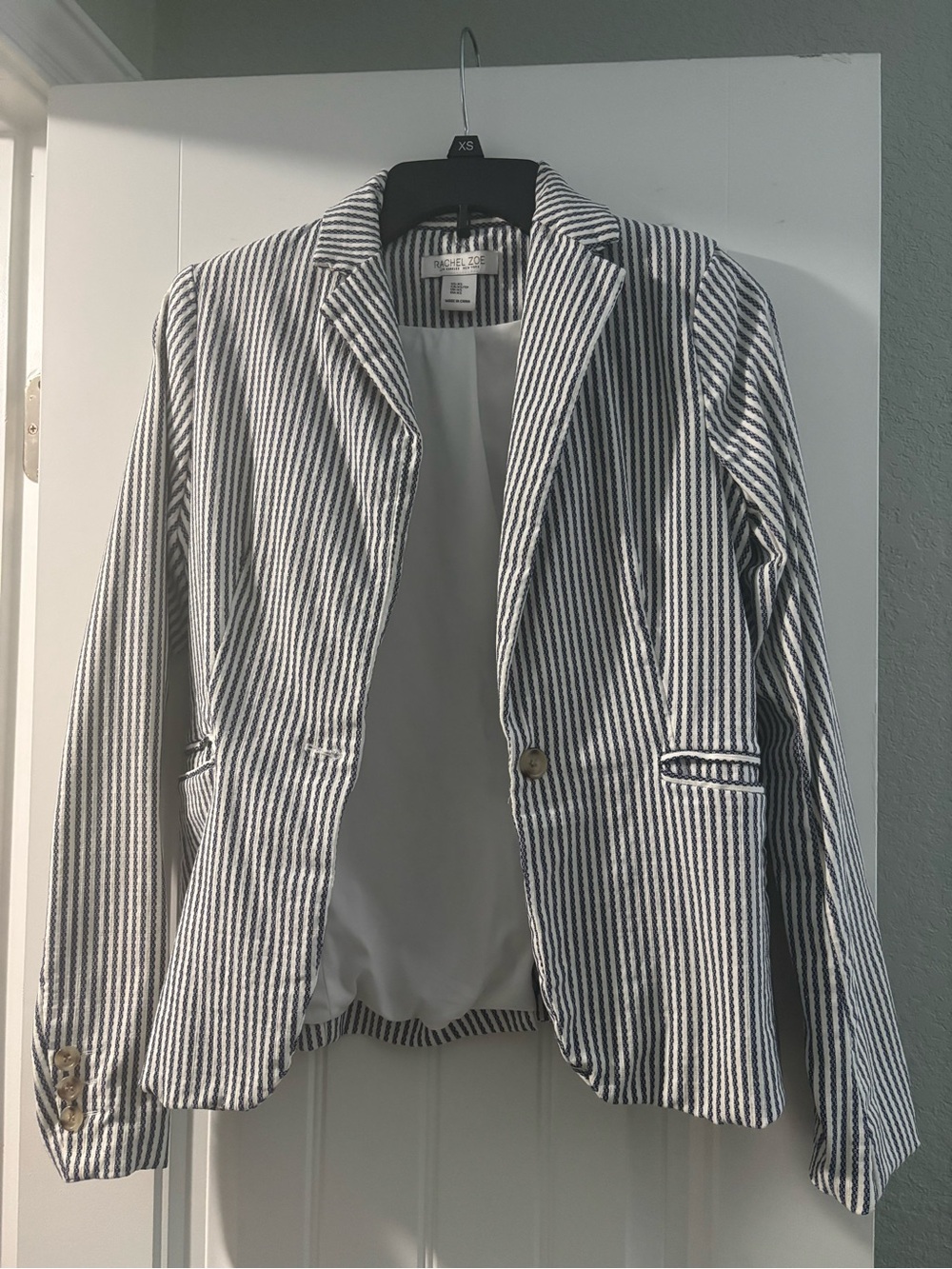 Rachel Zoe Navy and White Striped Blazer